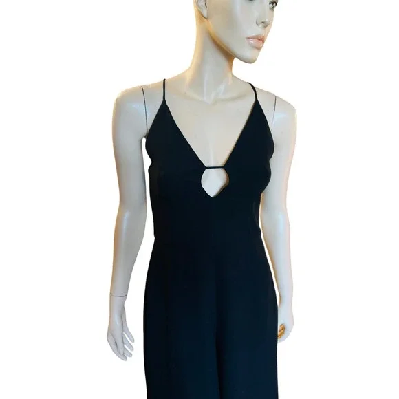 N Nicholas Black Keyhole Split Leg Jumpsuit Size 4 Criss-Cross Straps at Back - Picture 7 of 16